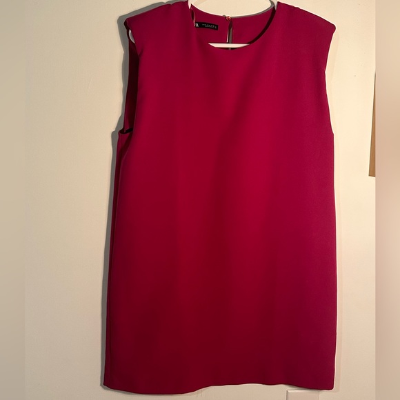 Zara fuchsia shift dress with padded shoulders, size medium - Picture 2 of 7